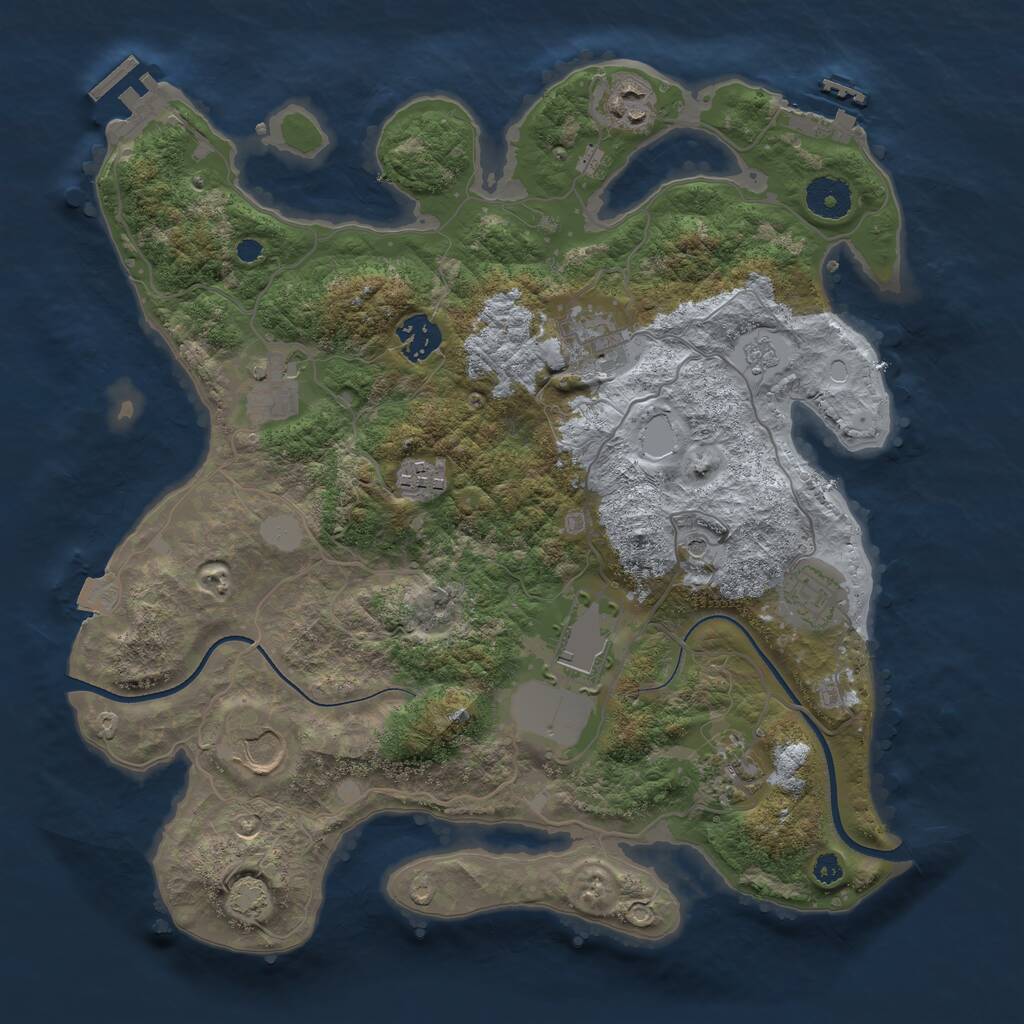 Rust Map: Procedural Map, Size: 3500, Seed: 75544010, 15 Monuments