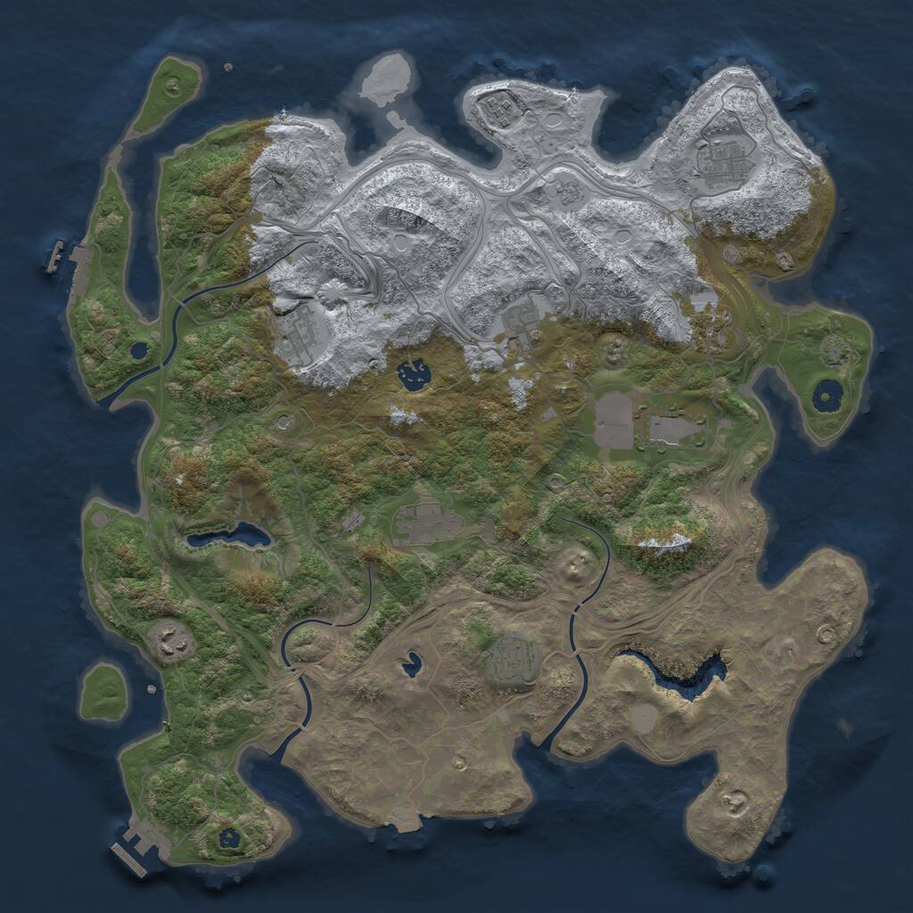 Rust Map: Procedural Map, Size: 4250, Seed: 988299077, 16 Monuments