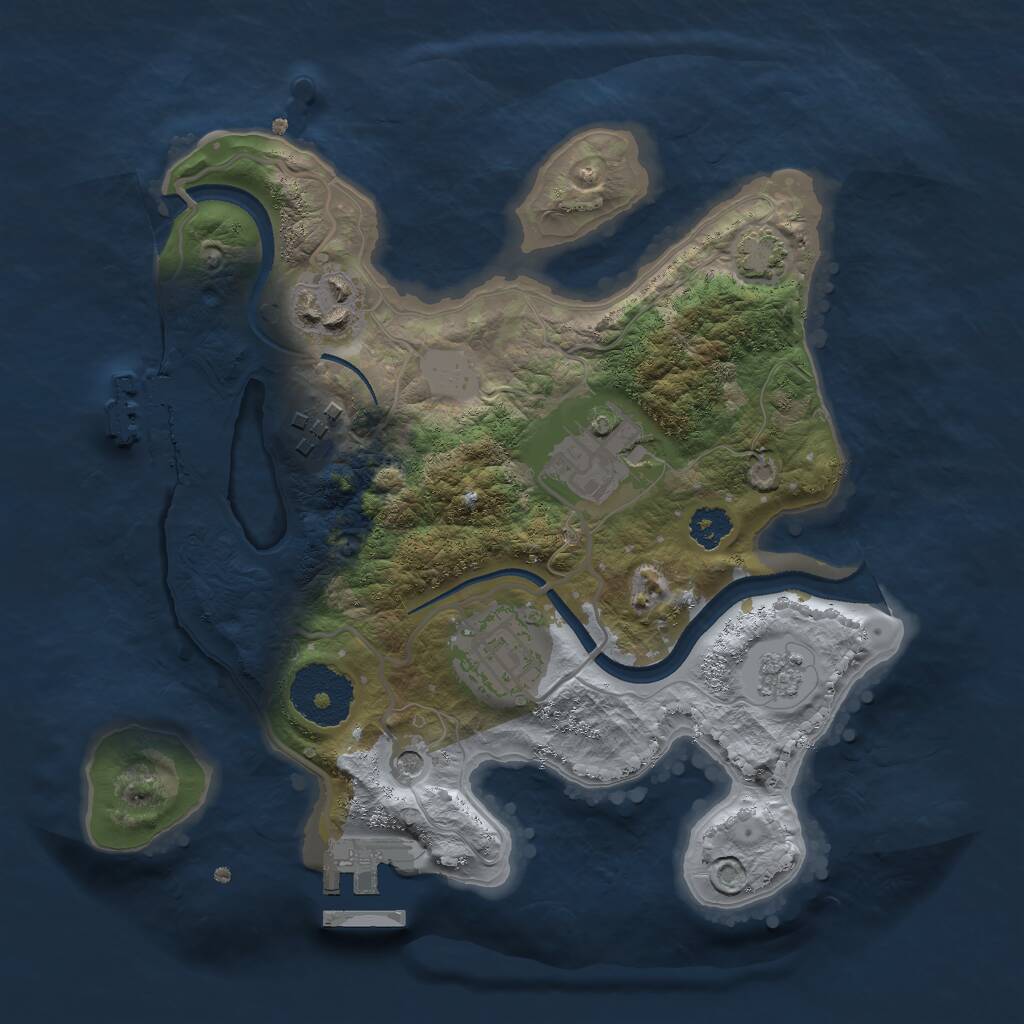 Rust Map: Procedural Map, Size: 2500, Seed: 1579597113, 10 Monuments