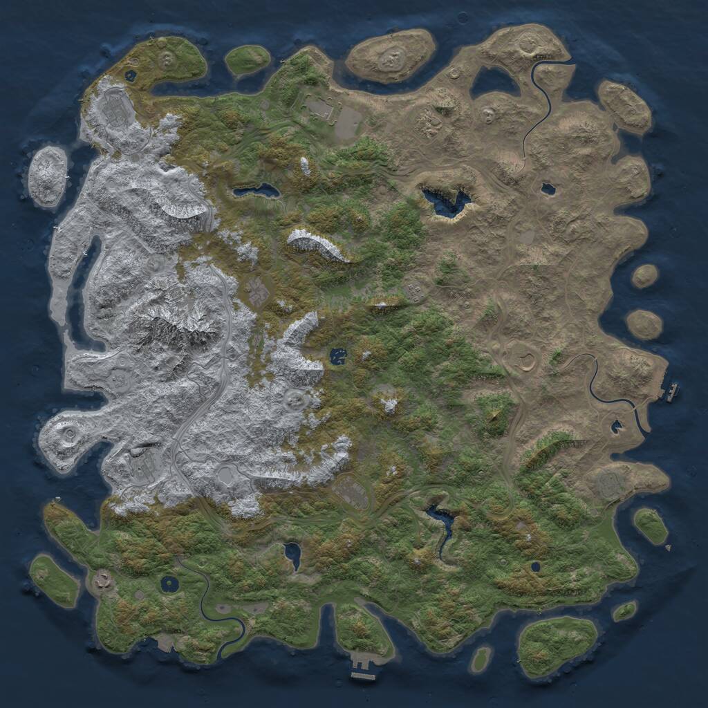 Rust Map: Procedural Map, Size: 6000, Seed: 24052574, 17 Monuments