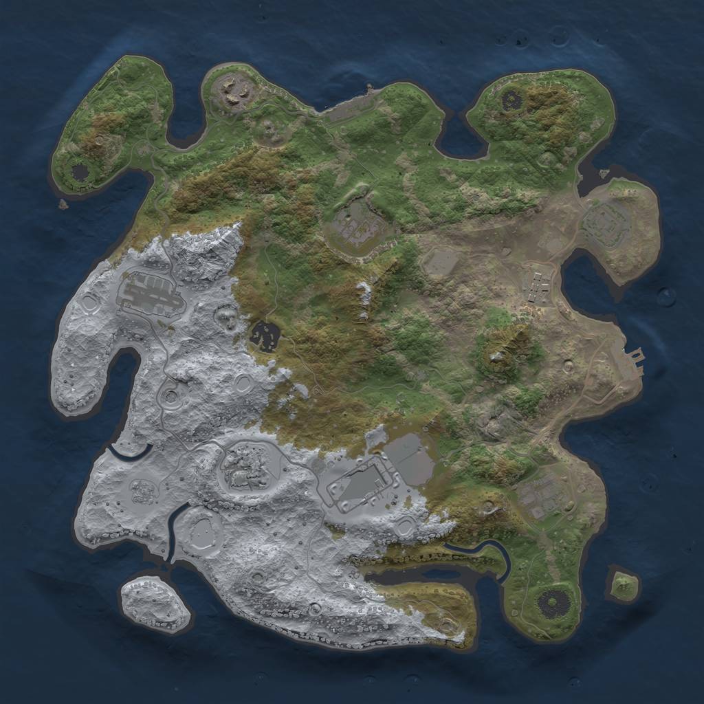 Rust Map: Procedural Map, Size: 3500, Seed: 789474155, 18 Monuments