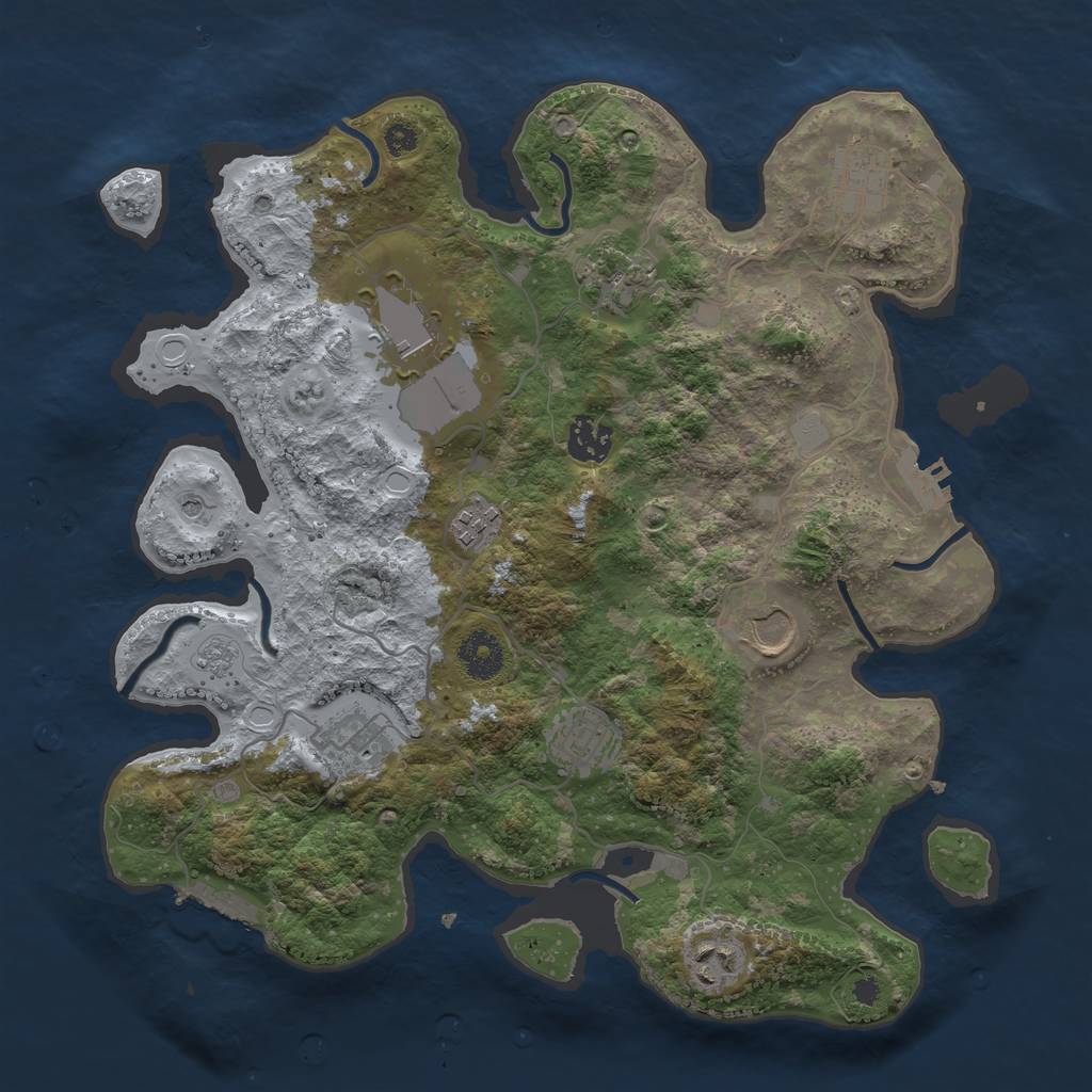Rust Map: Procedural Map, Size: 3500, Seed: 42542630, 18 Monuments