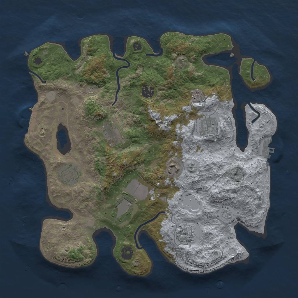 Rust Map: Procedural Map, Size: 3500, Seed: 1239548901, 17 Monuments