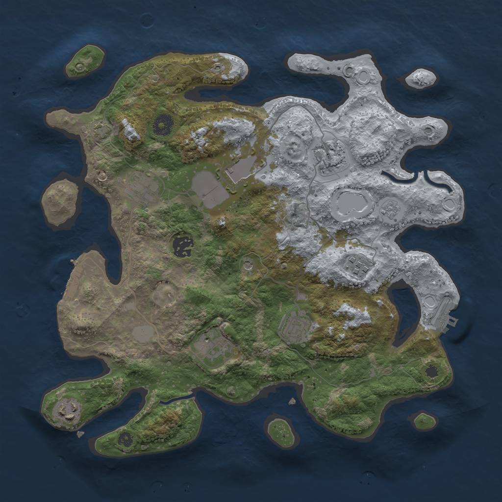 Rust Map: Procedural Map, Size: 3500, Seed: 69666, 16 Monuments