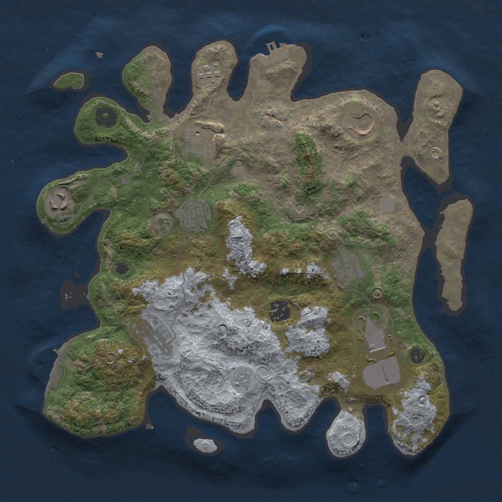 Rust Map: Procedural Map, Size: 3500, Seed: 58557865, 18 Monuments