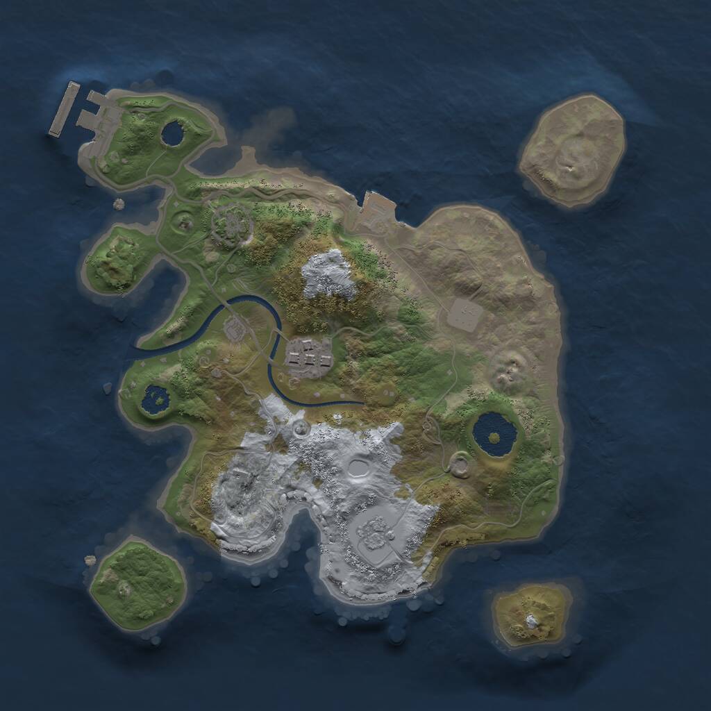 Rust Map: Procedural Map, Size: 2500, Seed: 1307694, 5 Monuments