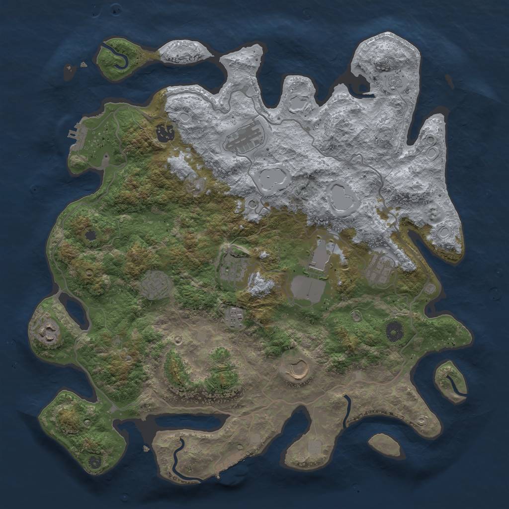 Rust Map: Procedural Map, Size: 4000, Seed: 2424244, 18 Monuments