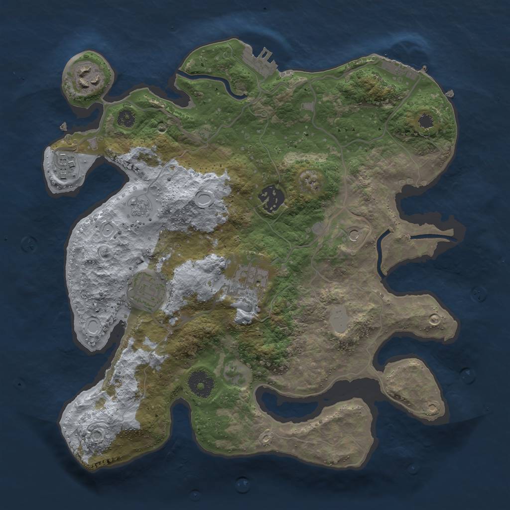 Rust Map: Procedural Map, Size: 3000, Seed: 193197, 14 Monuments