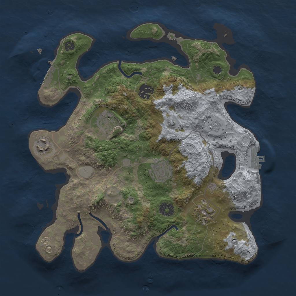 Rust Map: Procedural Map, Size: 3000, Seed: 67334, 13 Monuments