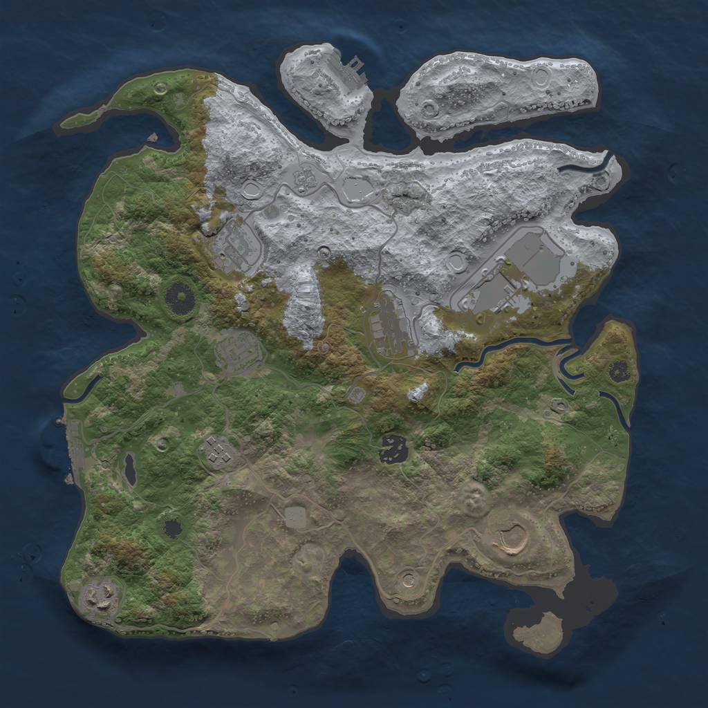 Rust Map: Procedural Map, Size: 3500, Seed: 68318835, 17 Monuments