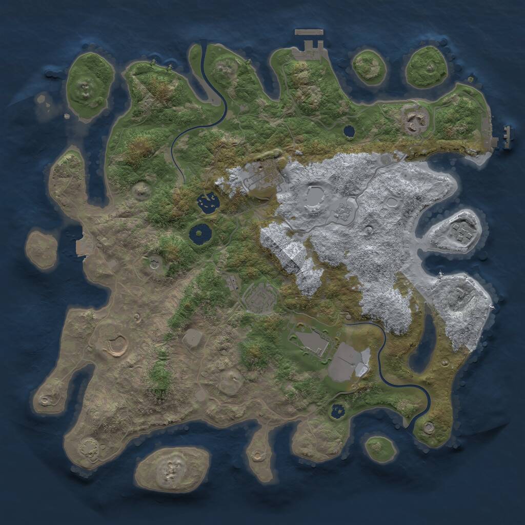 Rust Map: Procedural Map, Size: 3700, Seed: 936772677, 13 Monuments