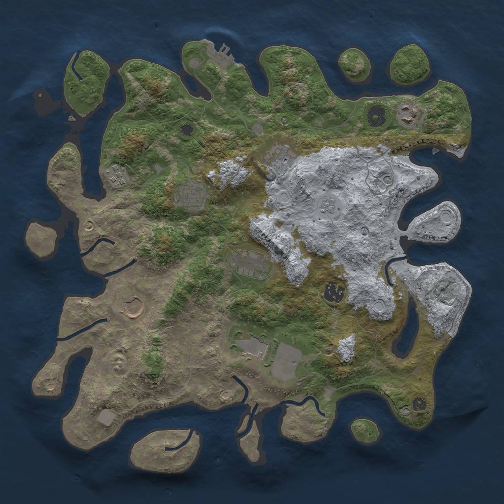 Rust Map: Procedural Map, Size: 3700, Seed: 936772677, 16 Monuments