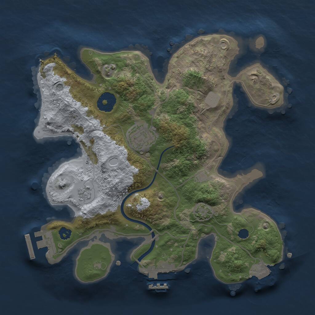 Rust Map: Procedural Map, Size: 2500, Seed: 76232, 6 Monuments