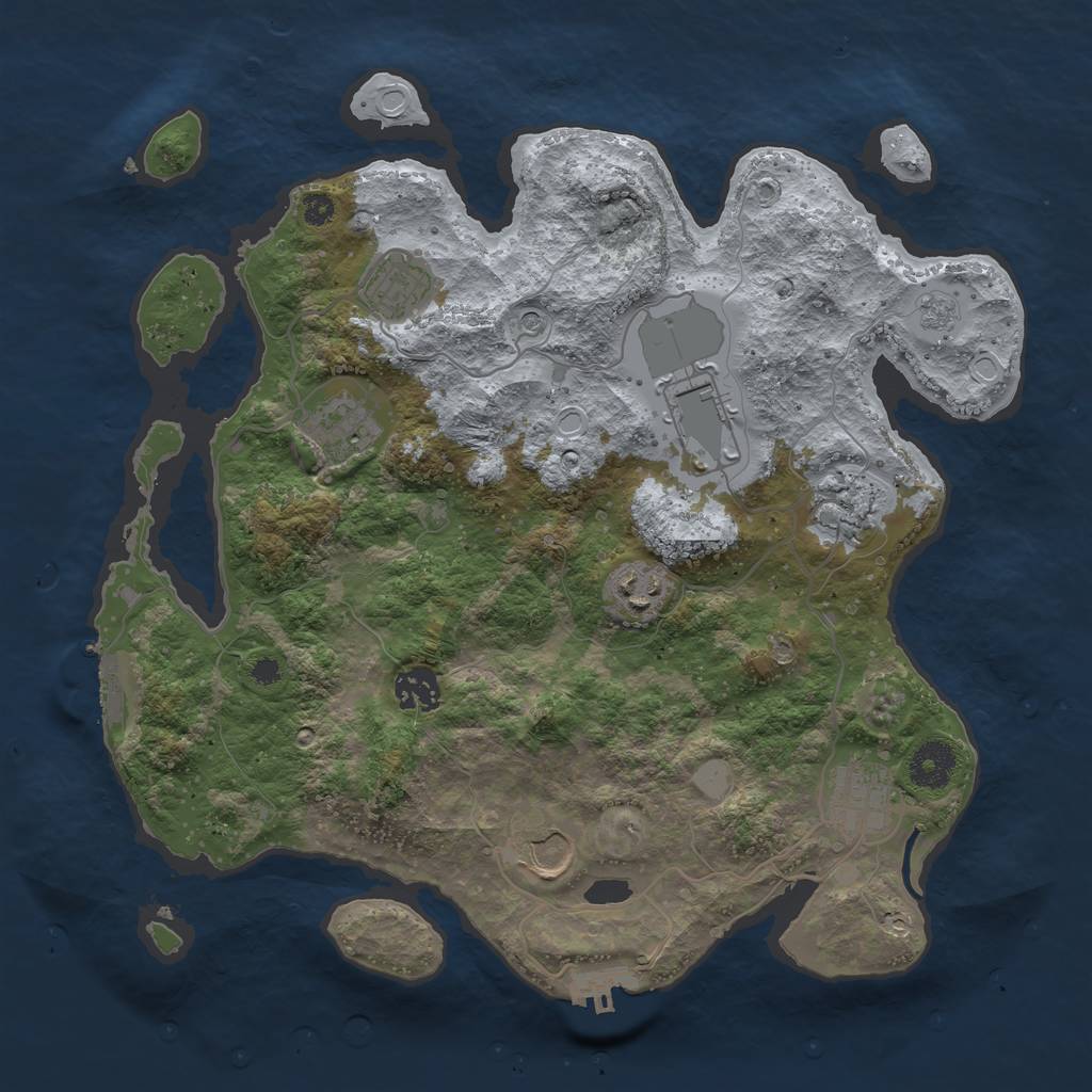 Rust Map: Procedural Map, Size: 3500, Seed: 73227448, 17 Monuments