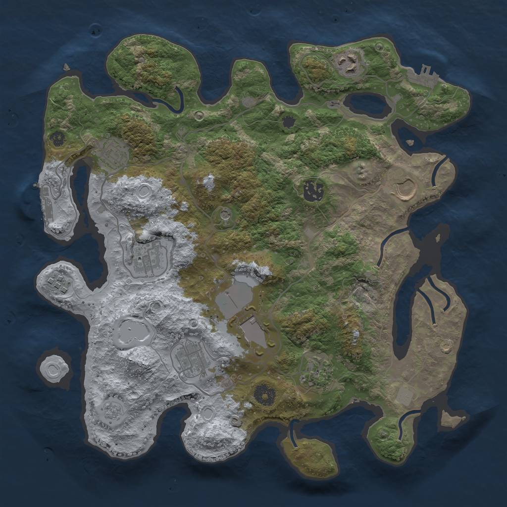 Rust Map: Procedural Map, Size: 3500, Seed: 54312, 18 Monuments