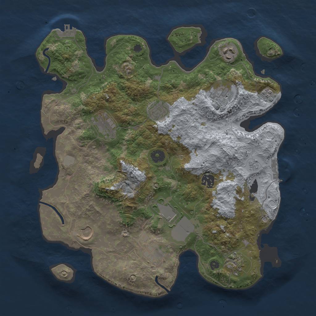 Rust Map: Procedural Map, Size: 3500, Seed: 281284, 18 Monuments