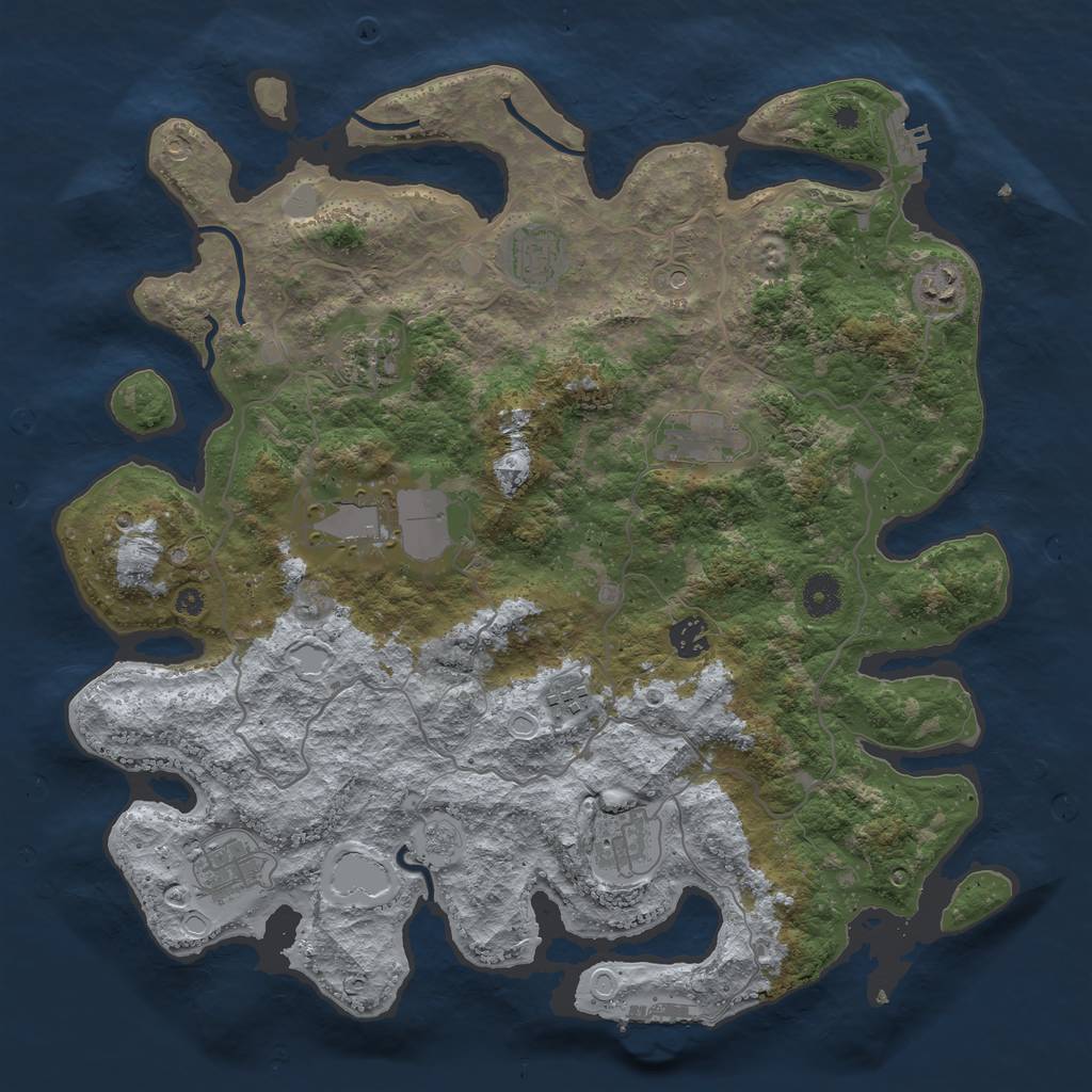 Rust Map: Procedural Map, Size: 4000, Seed: 1457617615, 18 Monuments