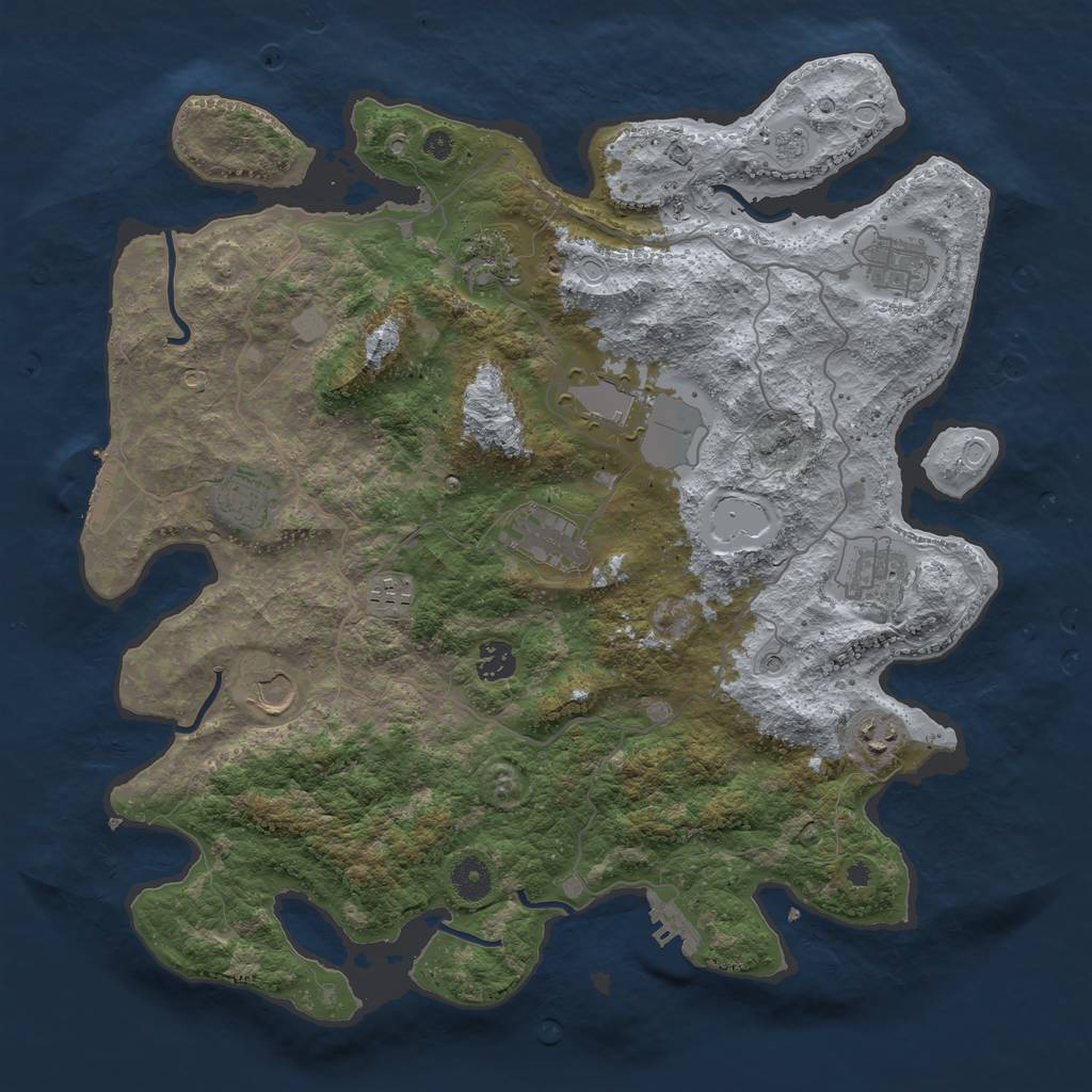 Rust Map: Procedural Map, Size: 4000, Seed: 1122022, 19 Monuments