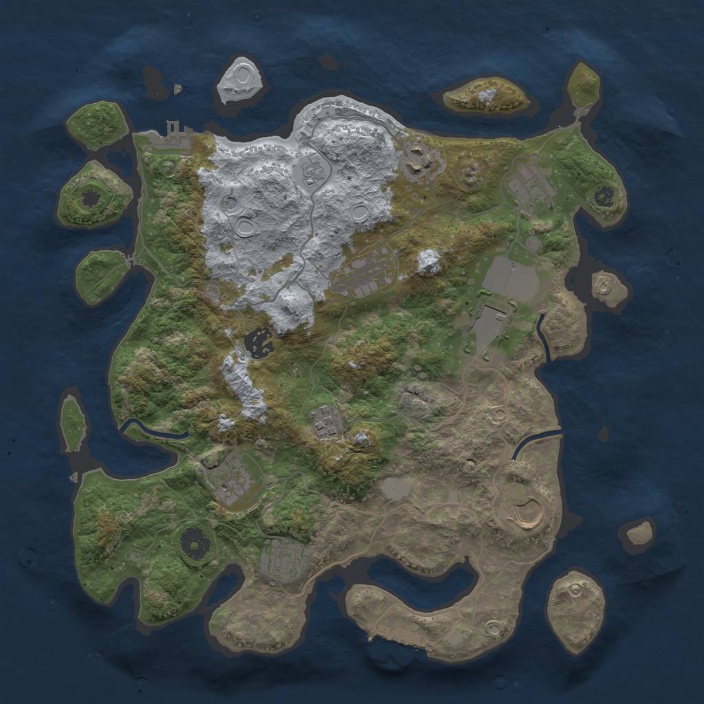 Rust Map: Procedural Map, Size: 3500, Seed: 1367209, 18 Monuments