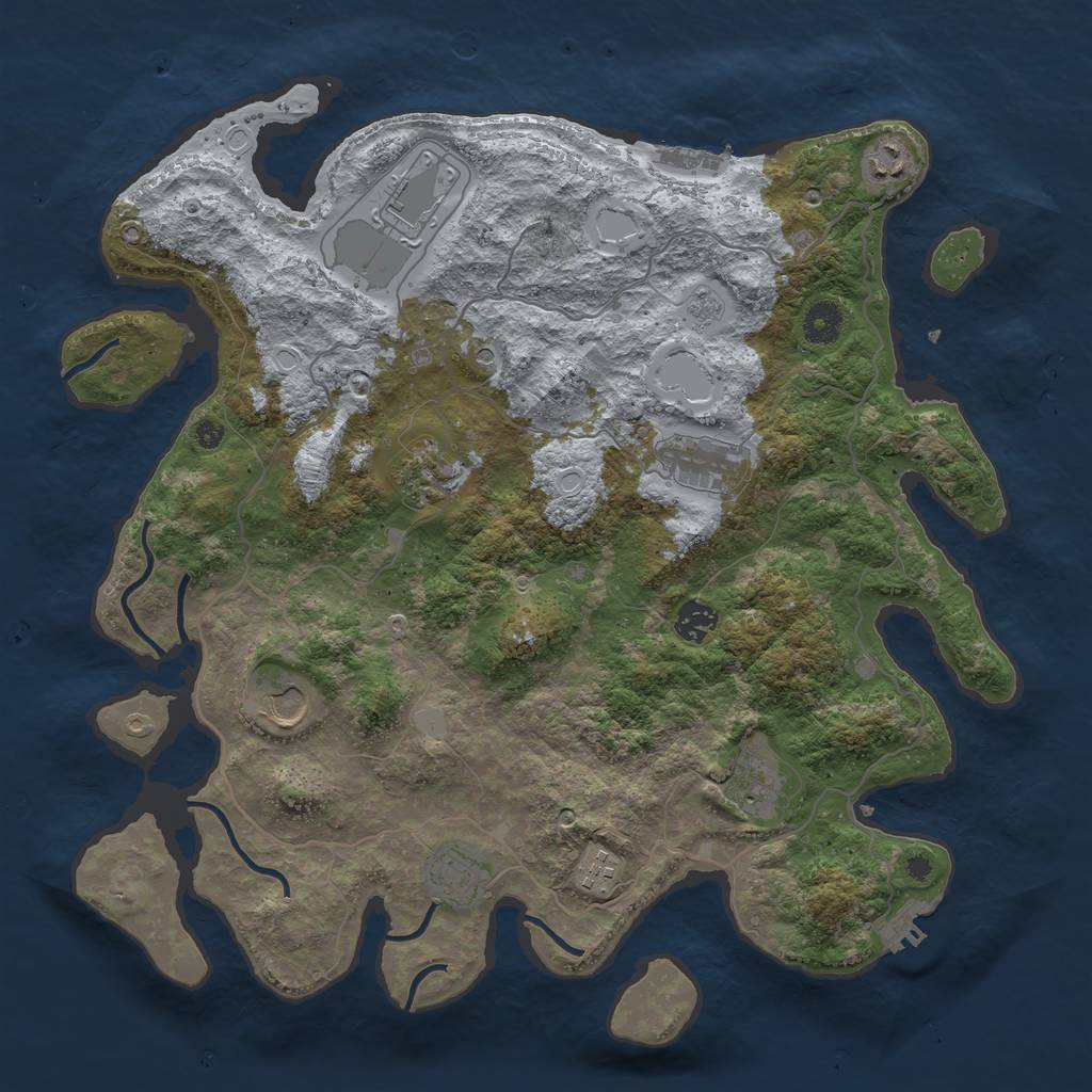 Rust Map: Procedural Map, Size: 4000, Seed: 73287, 18 Monuments