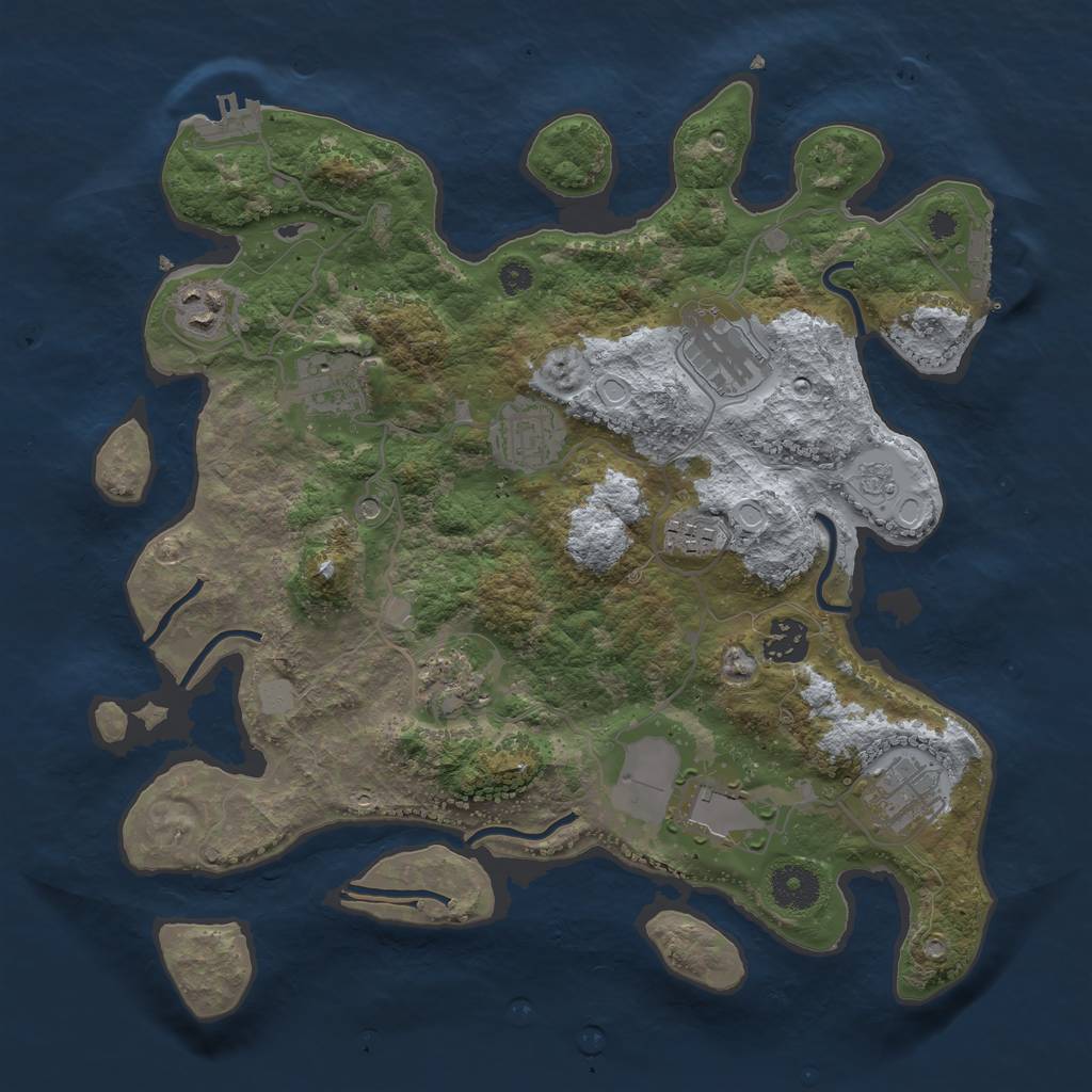 Rust Map: Procedural Map, Size: 3500, Seed: 340888727, 18 Monuments