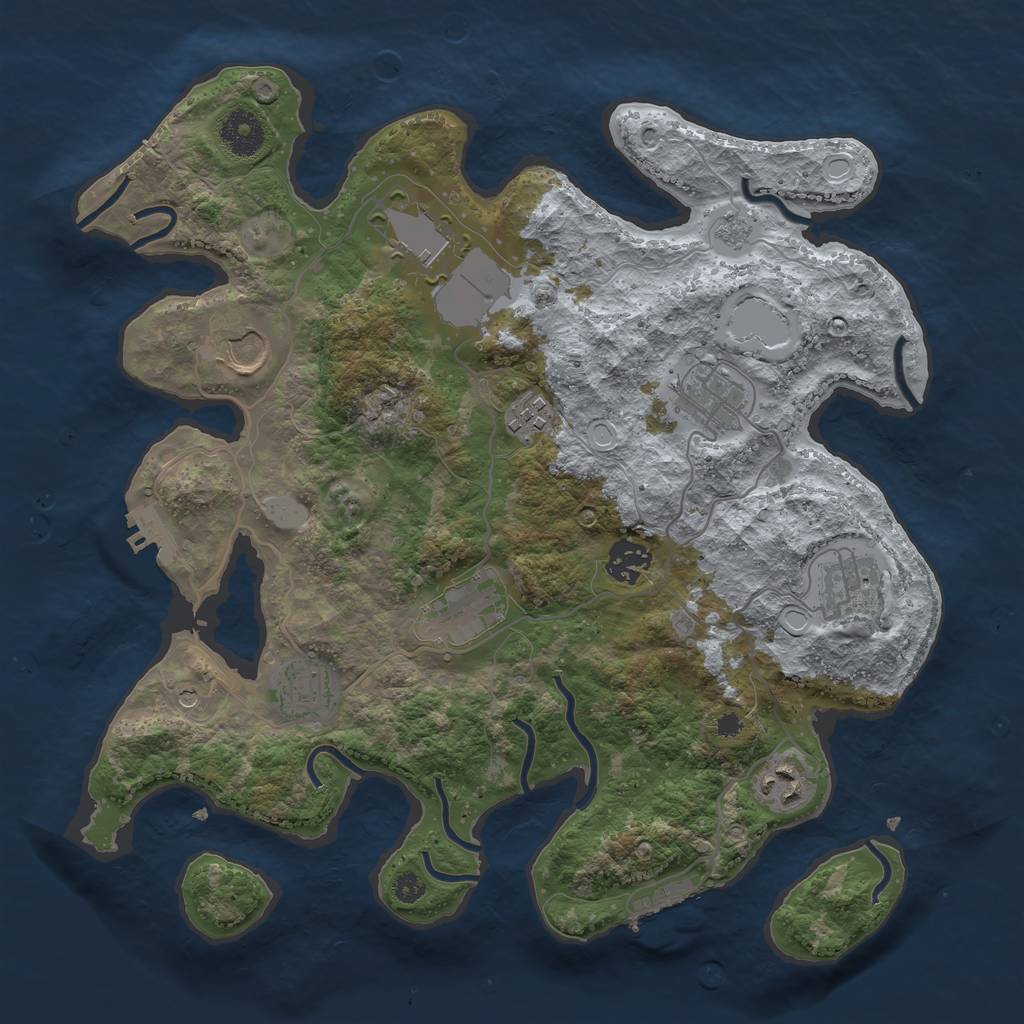 Rust Map: Procedural Map, Size: 3500, Seed: 15516243, 18 Monuments