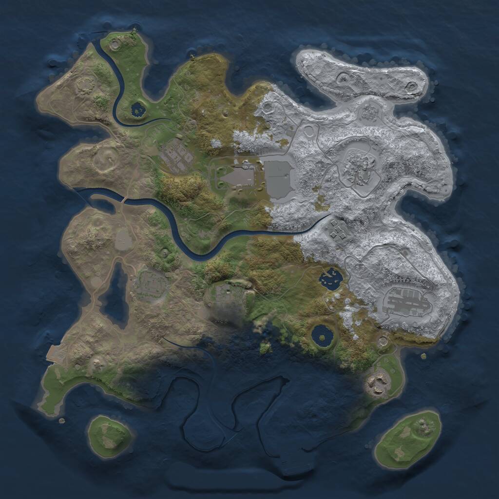 Rust Map: Procedural Map, Size: 3500, Seed: 15516243, 14 Monuments