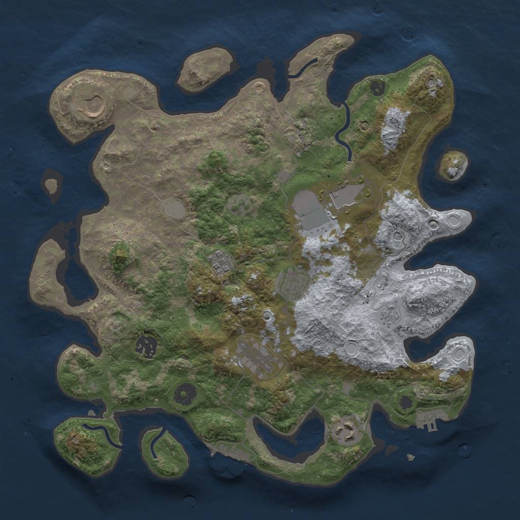 Rust Map: Procedural Map, Size: 3500, Seed: 971265064, 15 Monuments