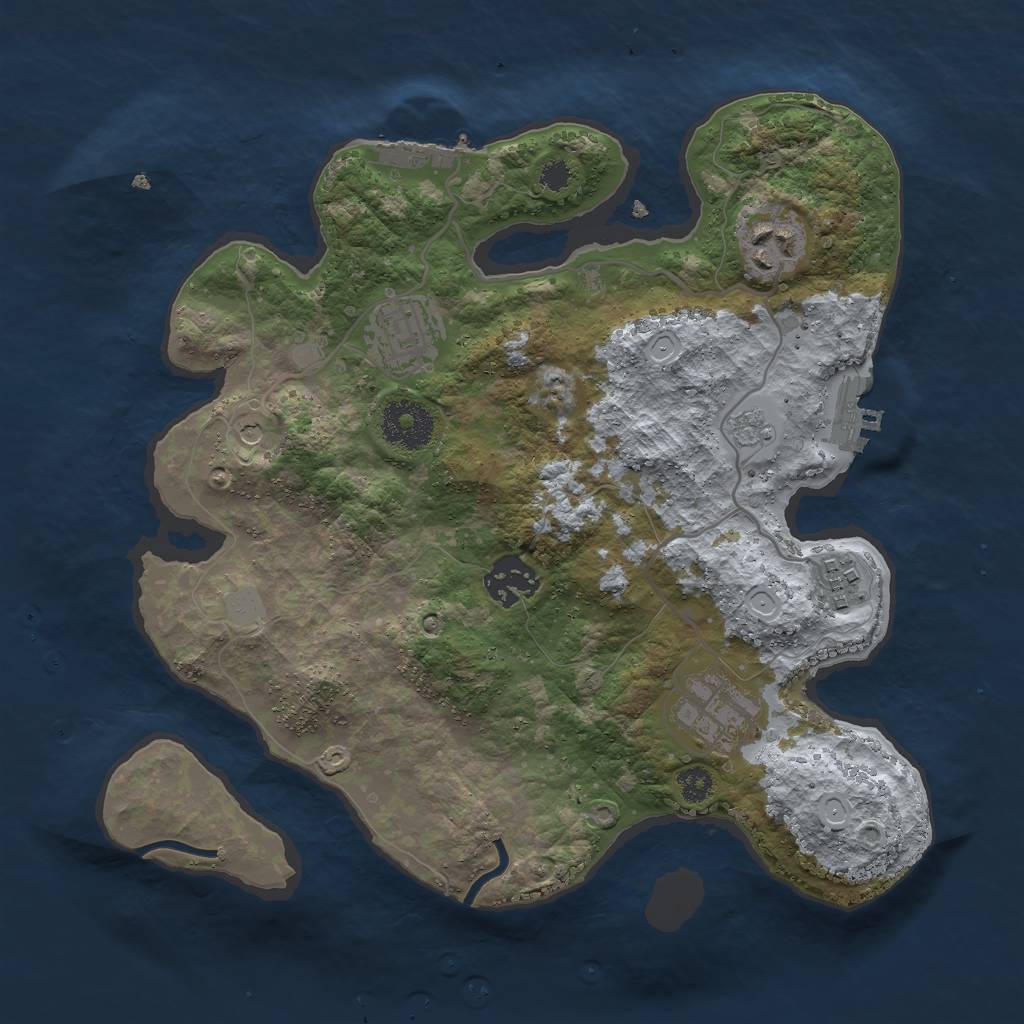 Rust Map: Procedural Map, Size: 3000, Seed: 50510, 14 Monuments