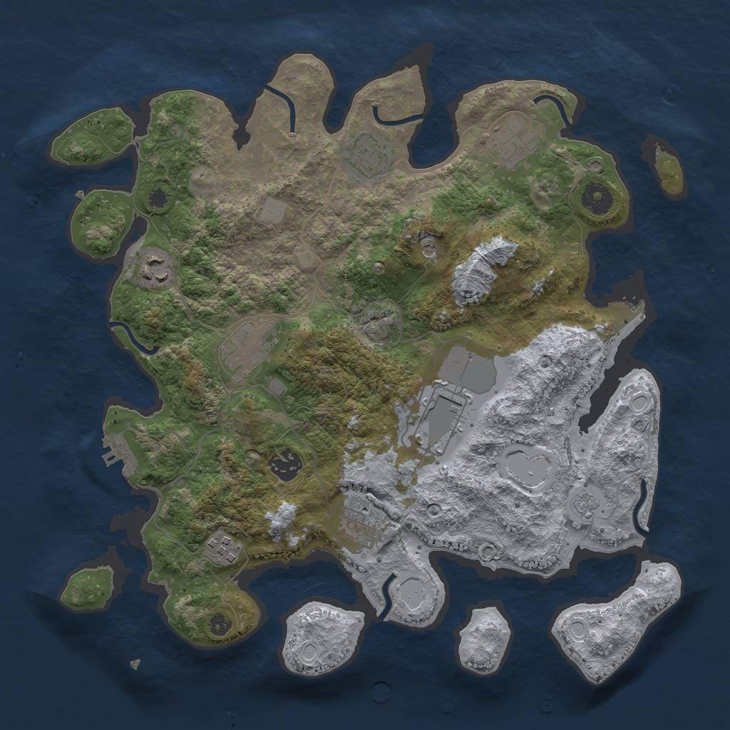 Rust Map: Procedural Map, Size: 3500, Seed: 1079539088, 16 Monuments