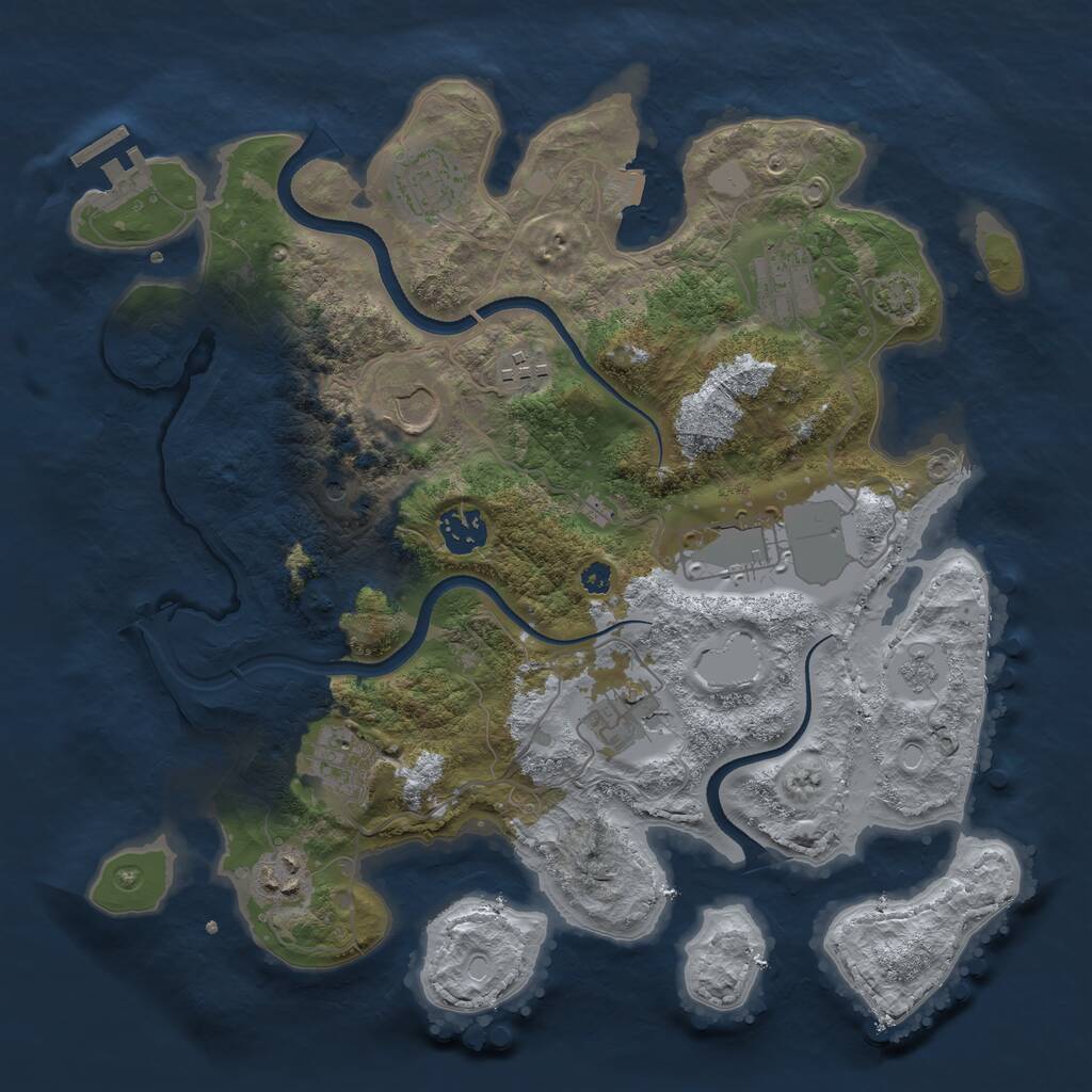 Rust Map: Procedural Map, Size: 3500, Seed: 1079539088, 14 Monuments