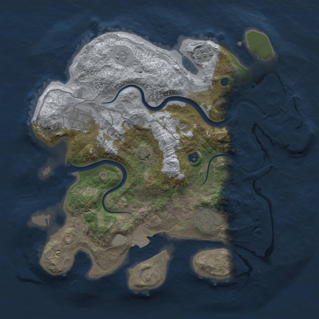 Rust Map: Procedural Map, Size: 3000, Seed: 1830916521, 8 Monuments