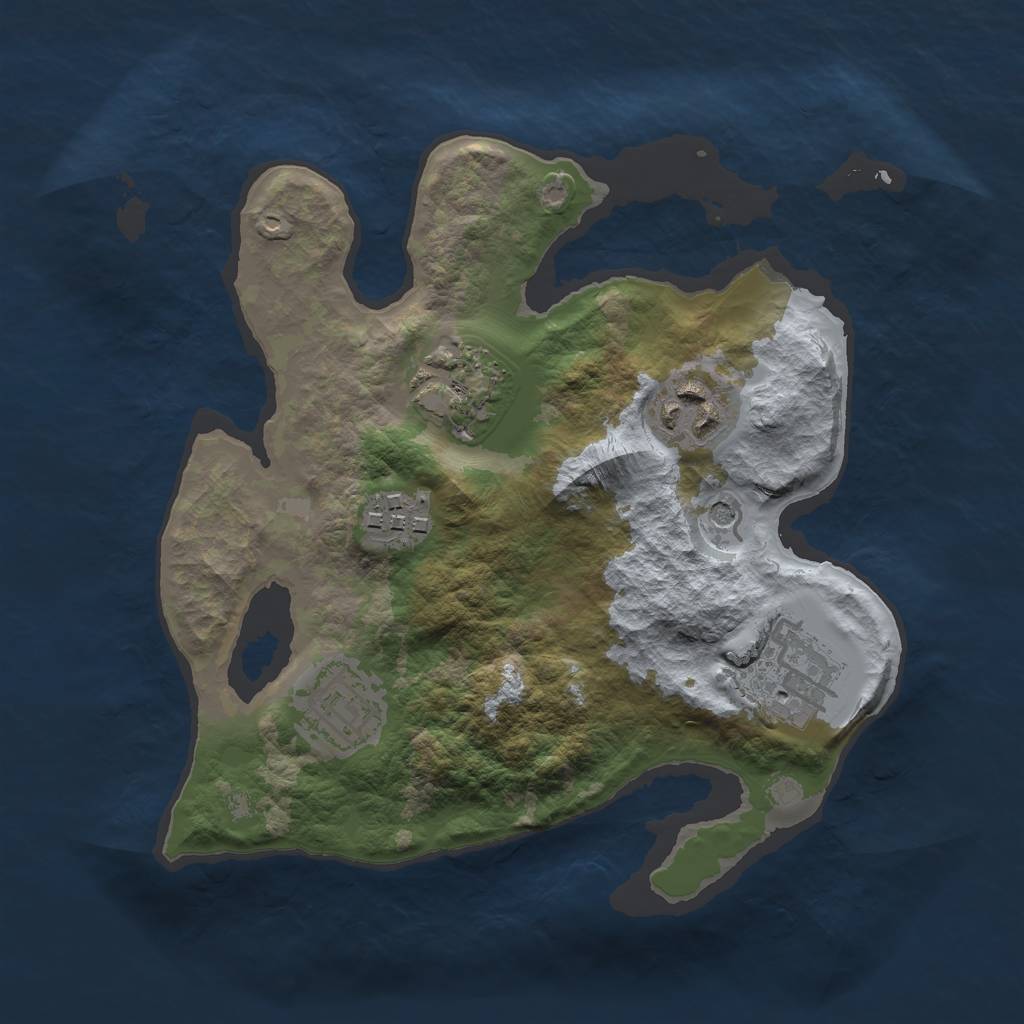Rust Map: Barren, Size: 2500, Seed: 153845942, 8 Monuments