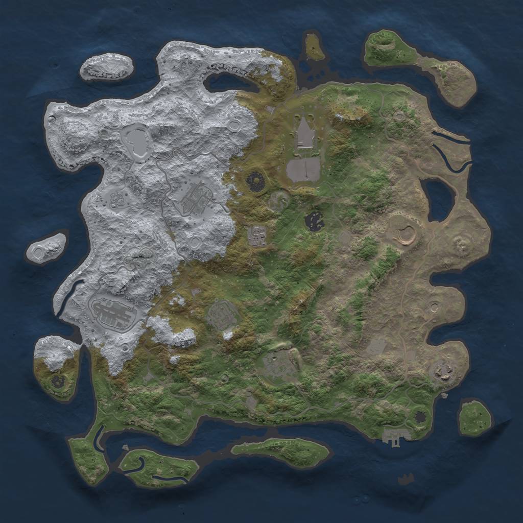 Rust Map: Procedural Map, Size: 4000, Seed: 97369845, 17 Monuments