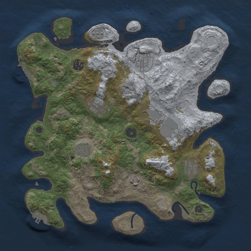 Rust Map: Procedural Map, Size: 3500, Seed: 91108686, 17 Monuments