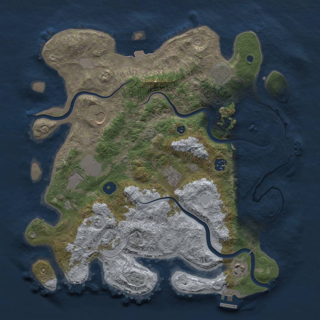 Rust Map: Procedural Map, Size: 3800, Seed: 56785674, 14 Monuments