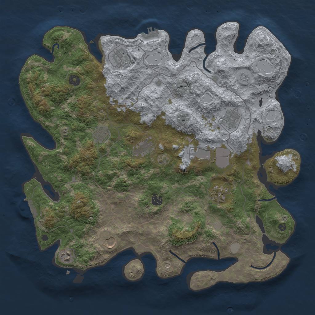 Rust Map: Procedural Map, Size: 4096, Seed: 801849484, 19 Monuments