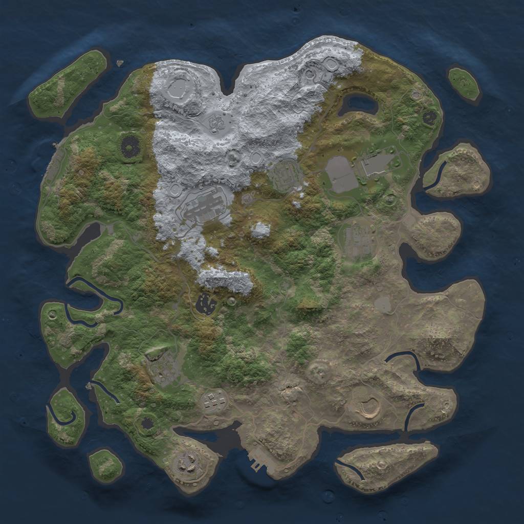 Rust Map: Procedural Map, Size: 3750, Seed: 1141026124, 18 Monuments
