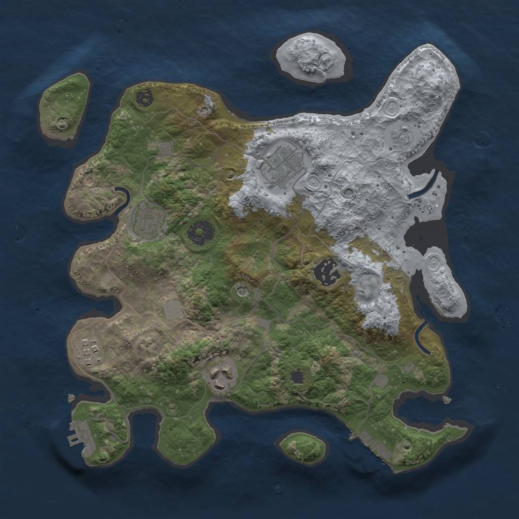 Rust Map: Procedural Map, Size: 3000, Seed: 1840781977, 14 Monuments