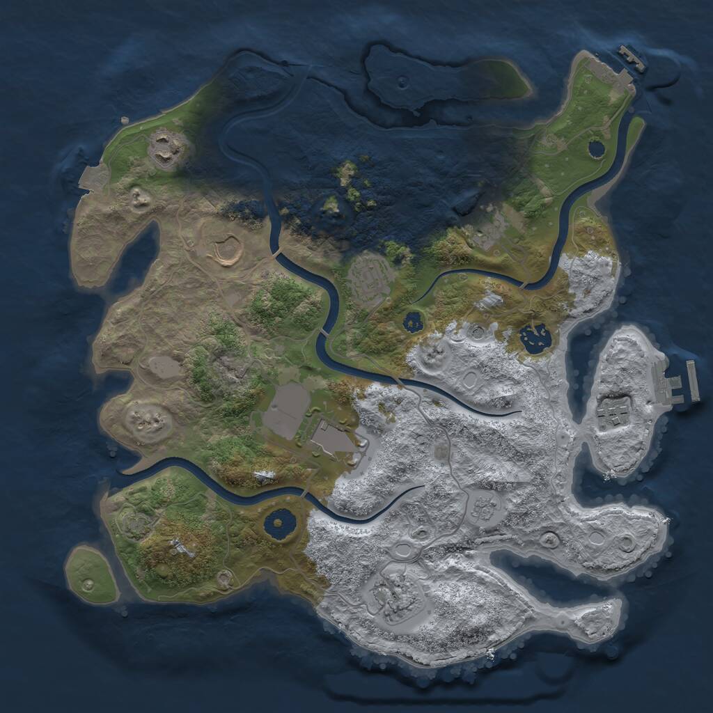 Rust Map: Procedural Map, Size: 3500, Seed: 1236217711, 14 Monuments