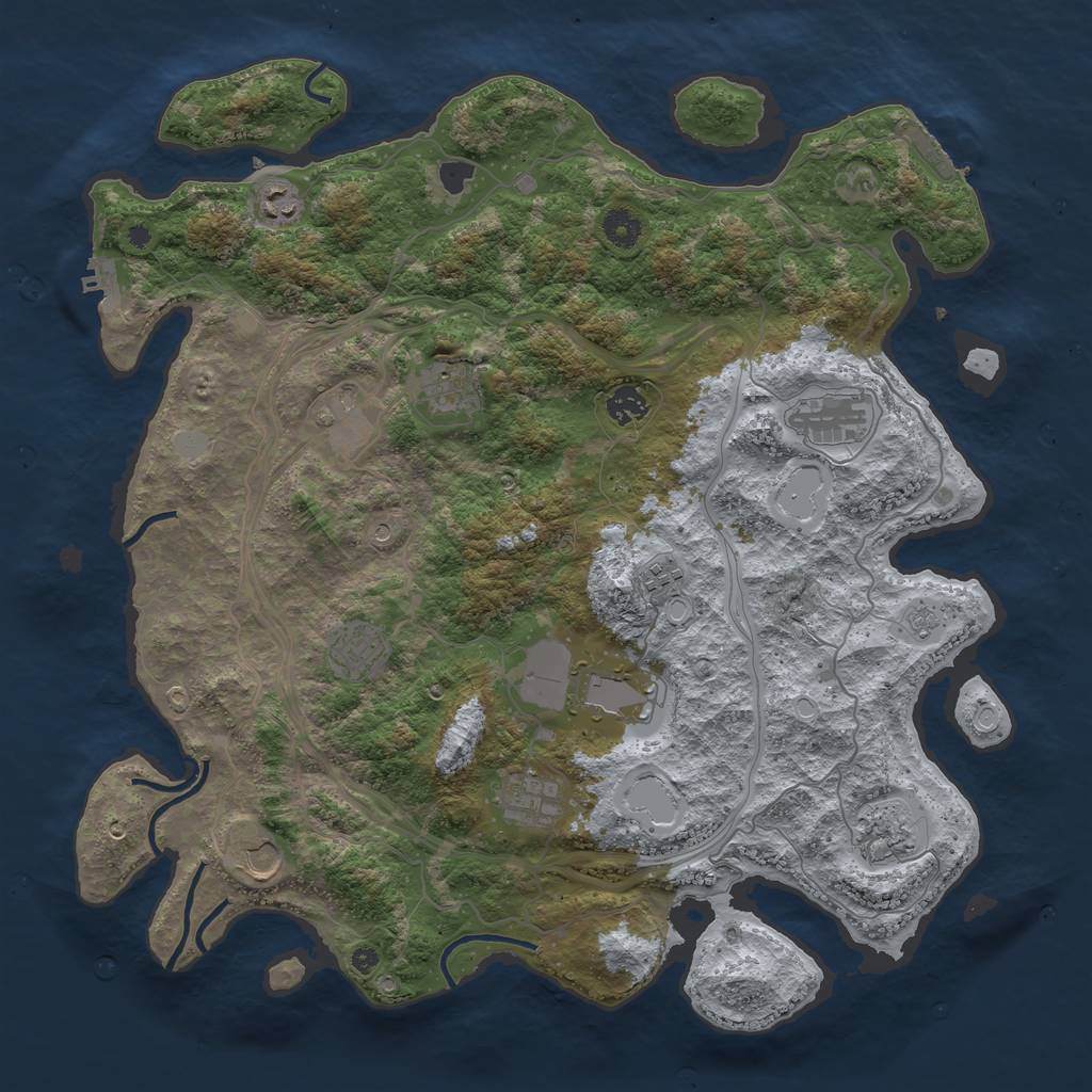 Rust Map: Procedural Map, Size: 4250, Seed: 771694187, 20 Monuments