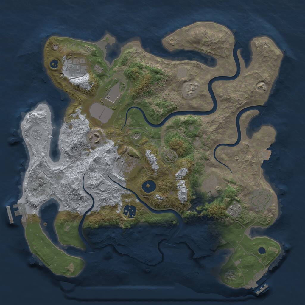 Rust Map: Procedural Map, Size: 3500, Seed: 44652219, 14 Monuments