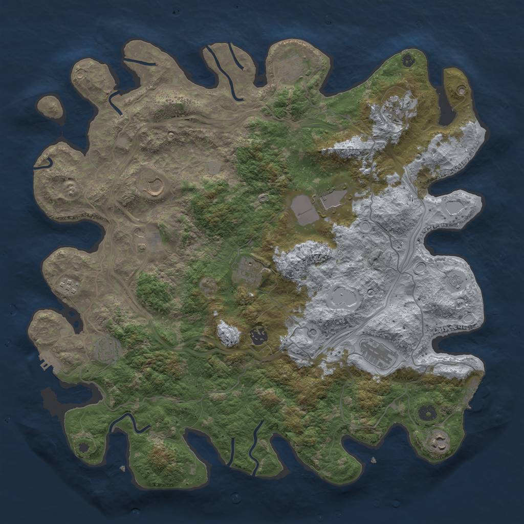 Rust Map: Procedural Map, Size: 4500, Seed: 1009913074, 20 Monuments