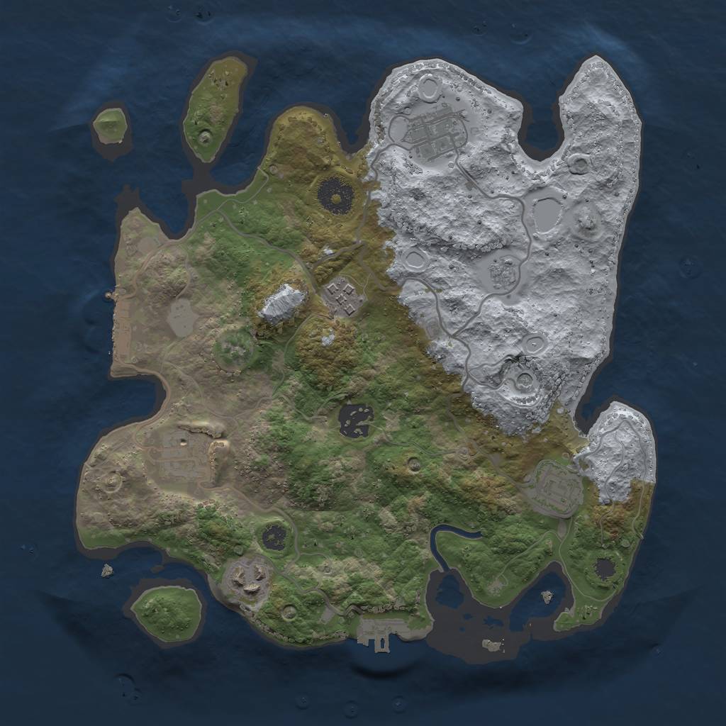 Rust Map: Procedural Map, Size: 3000, Seed: 1726987685, 15 Monuments