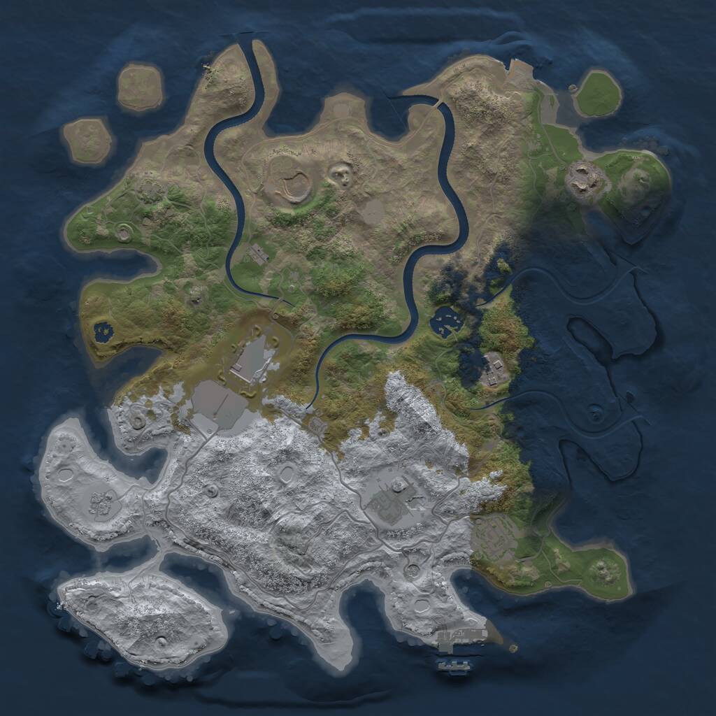 Rust Map: Procedural Map, Size: 3500, Seed: 24175717, 12 Monuments