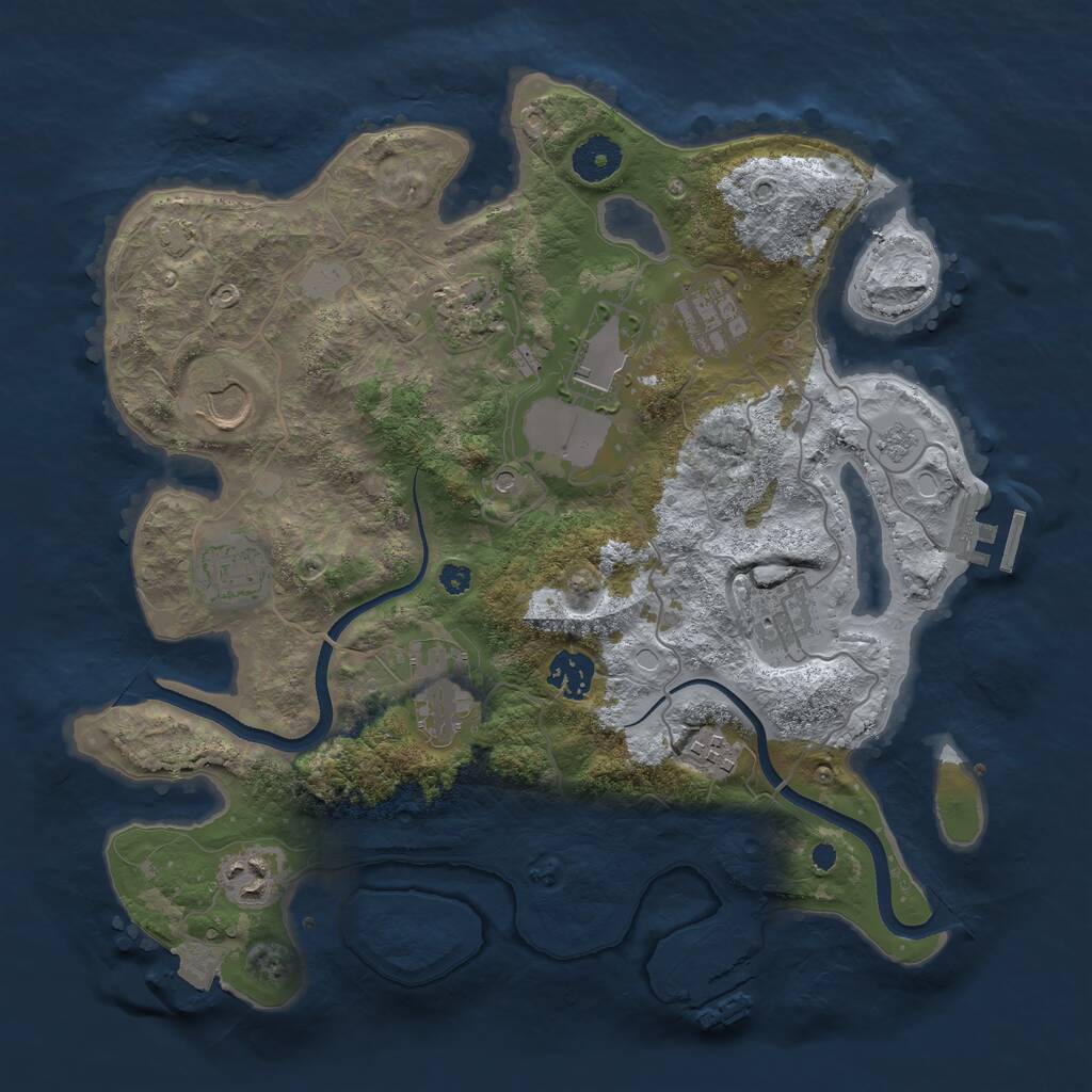 Rust Map: Procedural Map, Size: 3500, Seed: 965625072, 16 Monuments