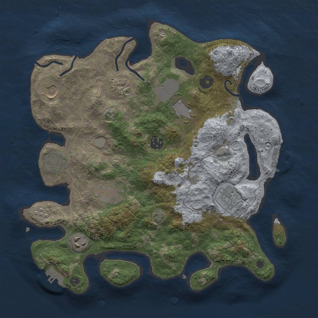 Rust Map: Procedural Map, Size: 3500, Seed: 965625072, 17 Monuments