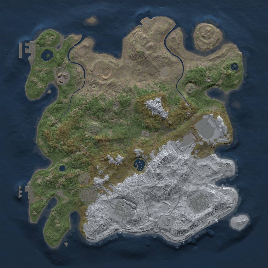 Rust Map: Procedural Map, Size: 3500, Seed: 1350393618, 13 Monuments