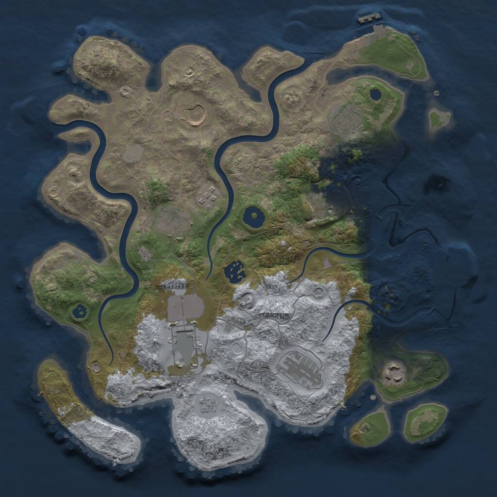 Rust Map: Procedural Map, Size: 3500, Seed: 224989180, 15 Monuments