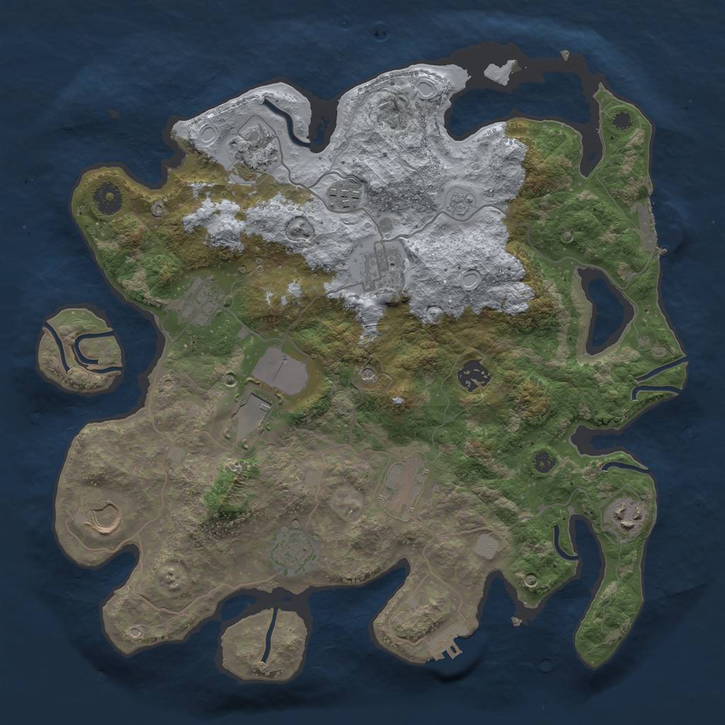 Rust Map: Procedural Map, Size: 3600, Seed: 45783020, 19 Monuments